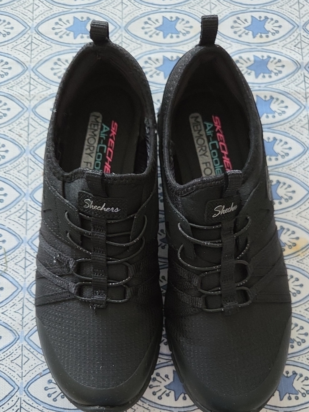 Skechers Black Slip-On Knit Athletic Shoes